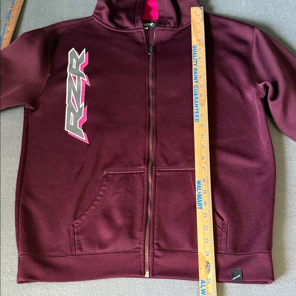 Polaris RZR Burgundy and Pink Zip-Up Hoodie size kids XL L 26” Pit to pit 21” - Picture 7 of 9